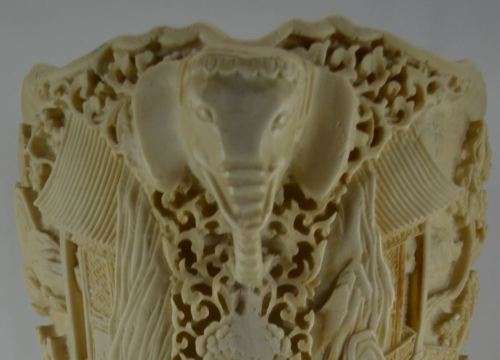 ORIENTAL CARVED SOAPSTONE VASE - from SUEZYT