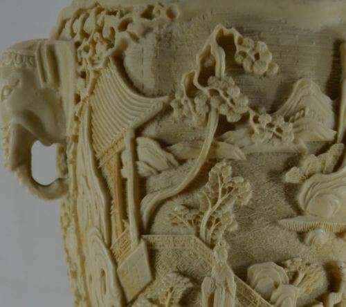 ORIENTAL CARVED SOAPSTONE VASE - from SUEZYT