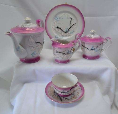 23 PIECE JAPANESE DRAGONWARE TEA SET - from SUEZYT