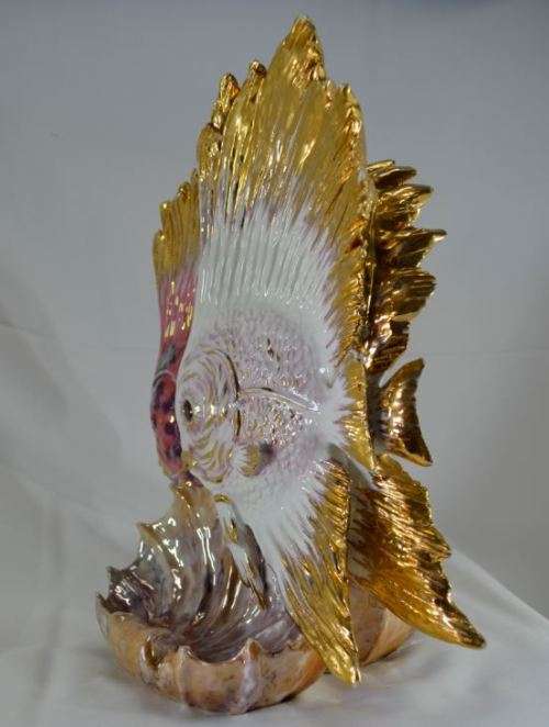 2,5 KILOS - GORGEOUS GOLD ENHANCED ITALIAN ANGLE FISH ORNAMENT - from SUEZYT