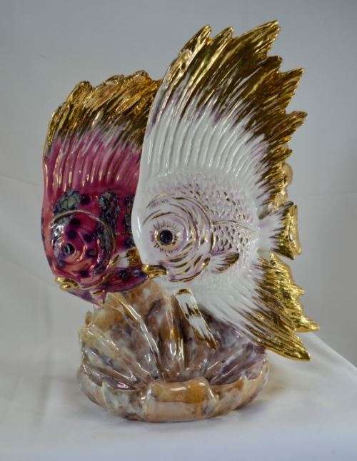 2,5 KILOS - GORGEOUS GOLD ENHANCED ITALIAN ANGLE FISH ORNAMENT - from SUEZYT