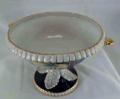 STUNNING FOOTED PEDESTAL TABLE CENTRE PIECE -  MOJOLICA PORTUGUESE R B ALCOBACA - from SUEZYT