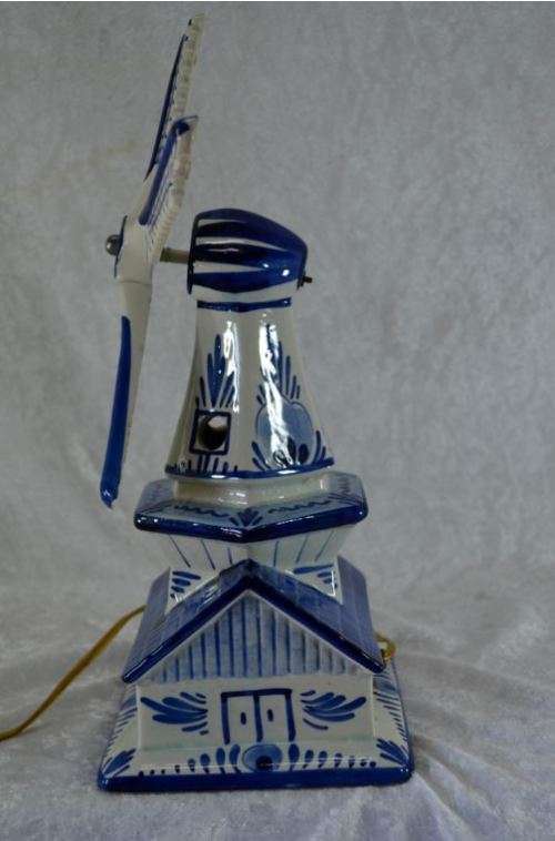 "RESERVED FOR RUDIE "BEAUTIFUL DELFT WINDMILL LAMP - WORKING - from SUEZYT