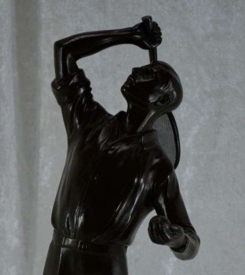 SPELTER TENNIS PLAYER BY WILHEM ZWICK - ANTIQUE =  from SUEZYT