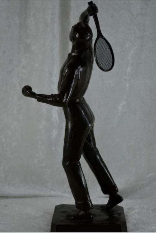 SPELTER TENNIS PLAYER BY WILHEM ZWICK - ANTIQUE =  from SUEZYT