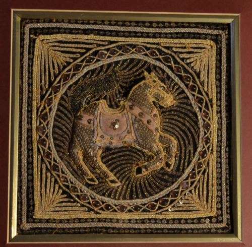 BURMESE KALAGA TAPESTRY - HORSE (2/2) - VINTAGE - from SUEZYT
