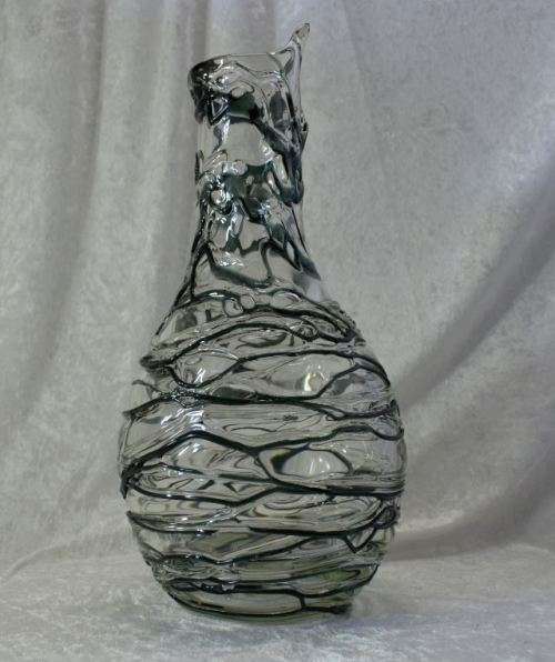 ART NOUVEAU LARGE THREADED GLASS VASE - from SUEZYT