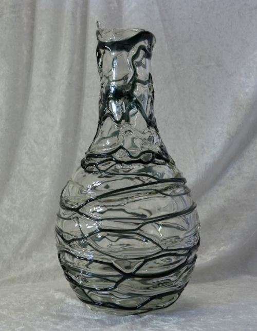 ART NOUVEAU LARGE THREADED GLASS VASE - from SUEZYT