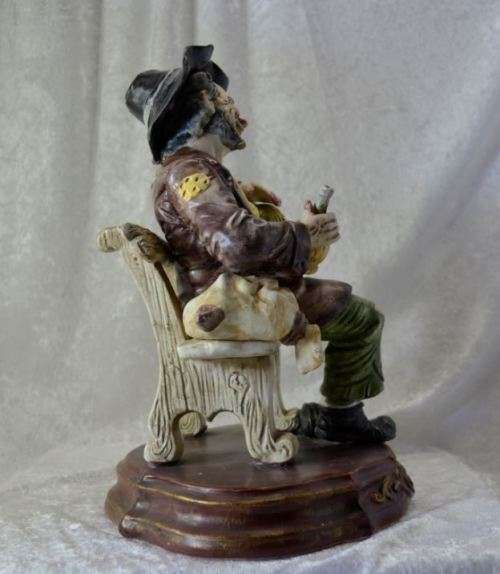 "reserved" LARGE CAPODIMONTE CHARACTER FIGURINE - TRAMP ON BENCH - from SUEZYT