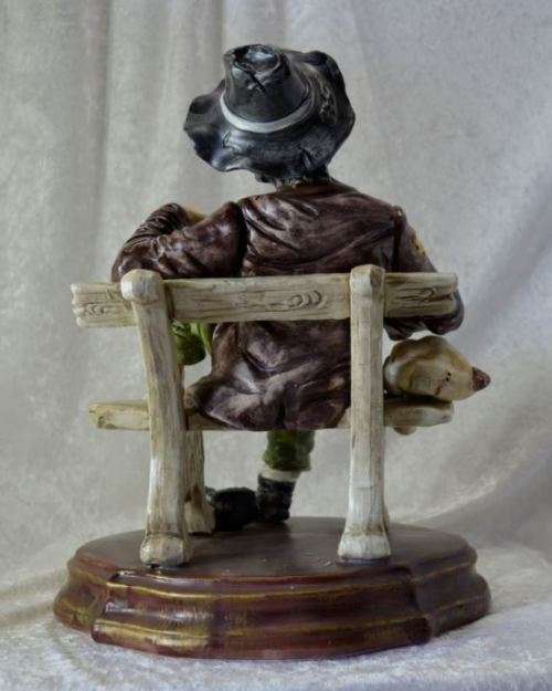 "reserved" LARGE CAPODIMONTE CHARACTER FIGURINE - TRAMP ON BENCH - from SUEZYT