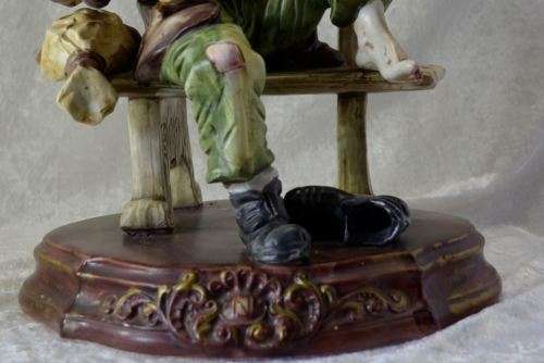 "reserved" LARGE CAPODIMONTE CHARACTER FIGURINE - TRAMP ON BENCH - from SUEZYT
