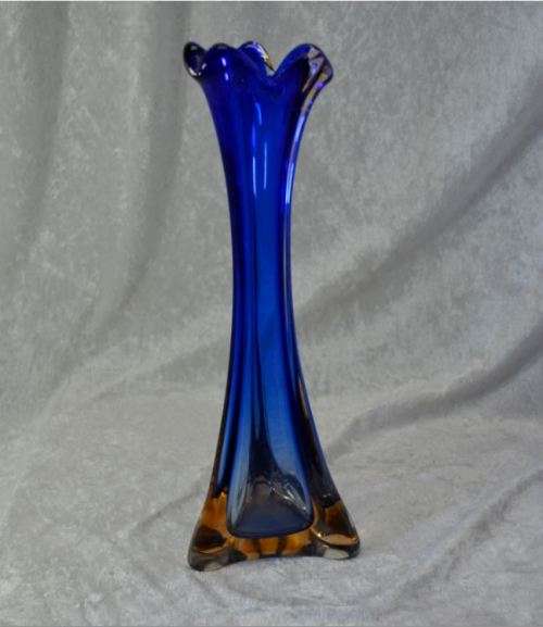 STUNNING MURANO AMBER AND BLUE SOMMERSO VASE - 1960's - from SUEZYT