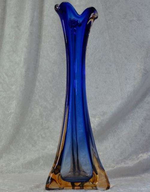 STUNNING MURANO AMBER AND BLUE SOMMERSO VASE - 1960's - from SUEZYT