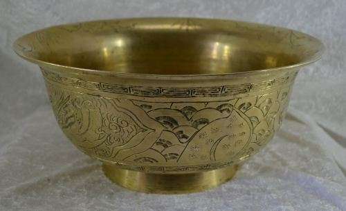 3,5 KILOS CHINESE SOLID BRASS BOWL ETCHED WITH DRAGONS - from SUEZYT