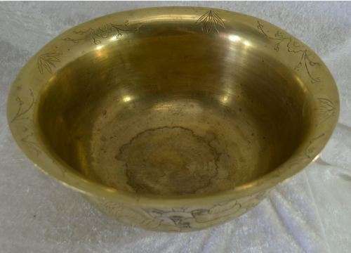 3,5 KILOS CHINESE SOLID BRASS BOWL ETCHED WITH DRAGONS - from SUEZYT