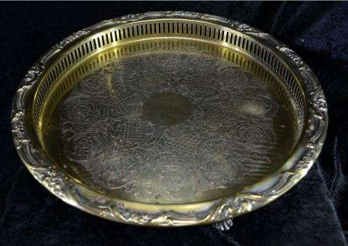 LARGE DEKRONA SILVER PLATE ON BRASS TRAY FOR RE-PLATING - from SUEZYT