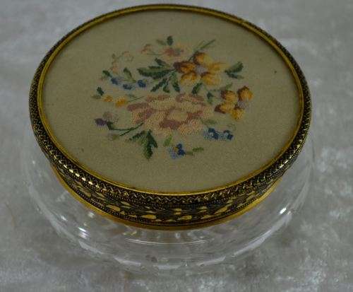 VINTAGE ORMOLU & PETIT POINT VANITY/DRESSING TABLE SET - IN ORIGINAL CASE - from SUEZYT