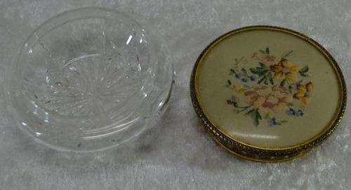 VINTAGE ORMOLU & PETIT POINT VANITY/DRESSING TABLE SET - IN ORIGINAL CASE - from SUEZYT