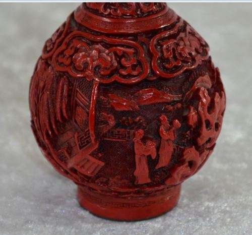 CHINESE LACQUERED CINNABAR SMALL VASE WITH COPPER LINING - from SUEZYT
