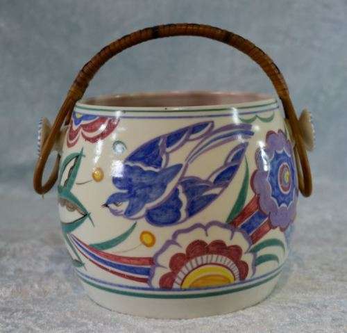 POOLE POTTERY BLUE BIRD BISCUIT BARREL - from SUEZYT