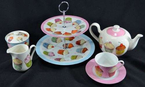 CUP CAKE TEA SET FOR 8  - from SUEZYT