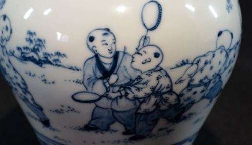 CHINESE 100 BOYS BLUE AND WHITE GINGER JAR - 4 CHARACTER MARK - from SUEZYT