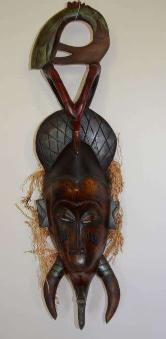 VINTAGE - AFRICAN GURO MASK  WITH CROCODILE - IVORY COAST - from SUEZYT