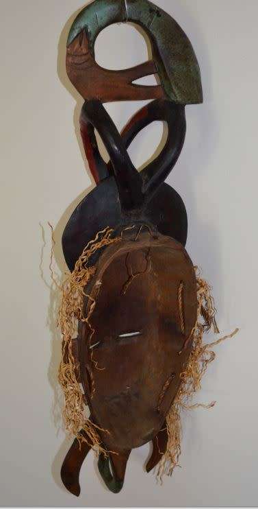 VINTAGE - AFRICAN GURO MASK  WITH CROCODILE - IVORY COAST - from SUEZYT