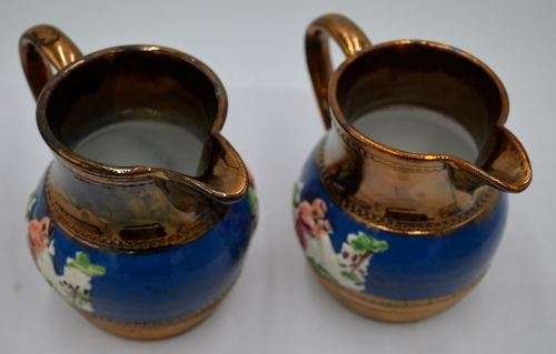 ALLERTONS & LONGTON PAIR OF ANTIQUE COPPER LUSTERWARE JUGS - from SUEZYT