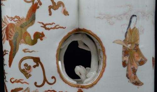 RARE JAPANESE KUTANI WARE CONJOINED DOUBLE VASE - from SUEZYT