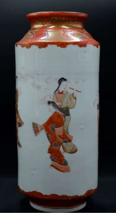 RARE JAPANESE KUTANI WARE CONJOINED DOUBLE VASE - from SUEZYT