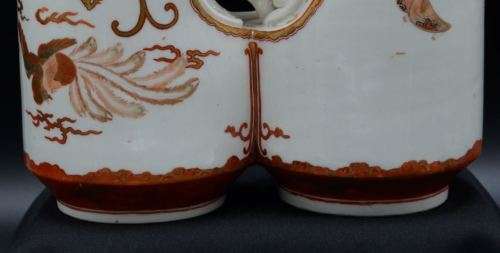 RARE JAPANESE KUTANI WARE CONJOINED DOUBLE VASE - from SUEZYT
