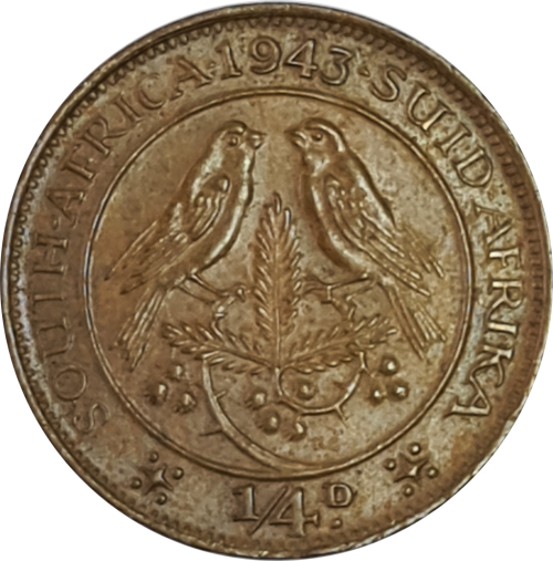 1943 SA Union `Quarter PENNY`   1/4D  Brown  (Marked Down !!!)