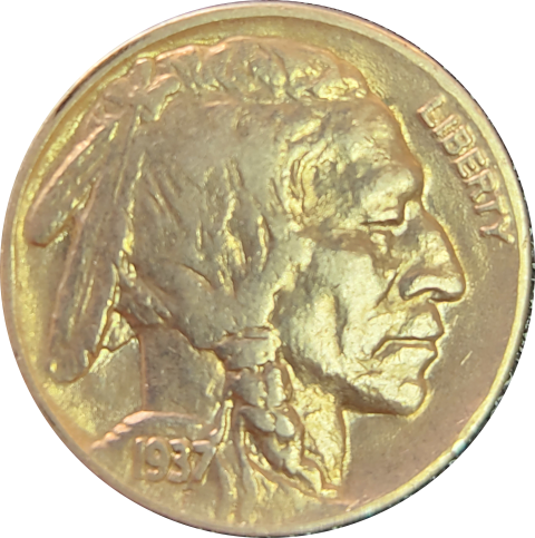 1937 Indian Head - Buffalo Five cent