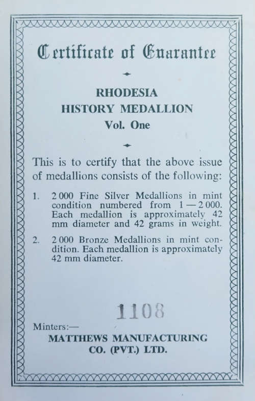 Rhodesian History Medallion Volume 1: First President C.W. Dupont ( Pure Silver)
