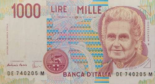 1000 Lire Italian Bank Note