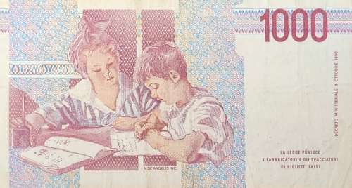 1000 Lire Italian Bank Note