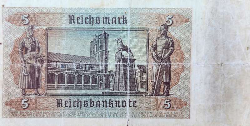 5 MARK - 1942  - German Reichsmark  WWII