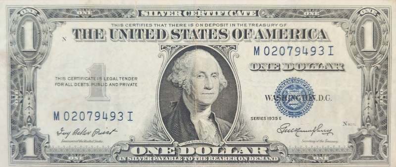 I DOLLAR 1935 E - Silver Certificate - MI Rack  -  Priest Signature