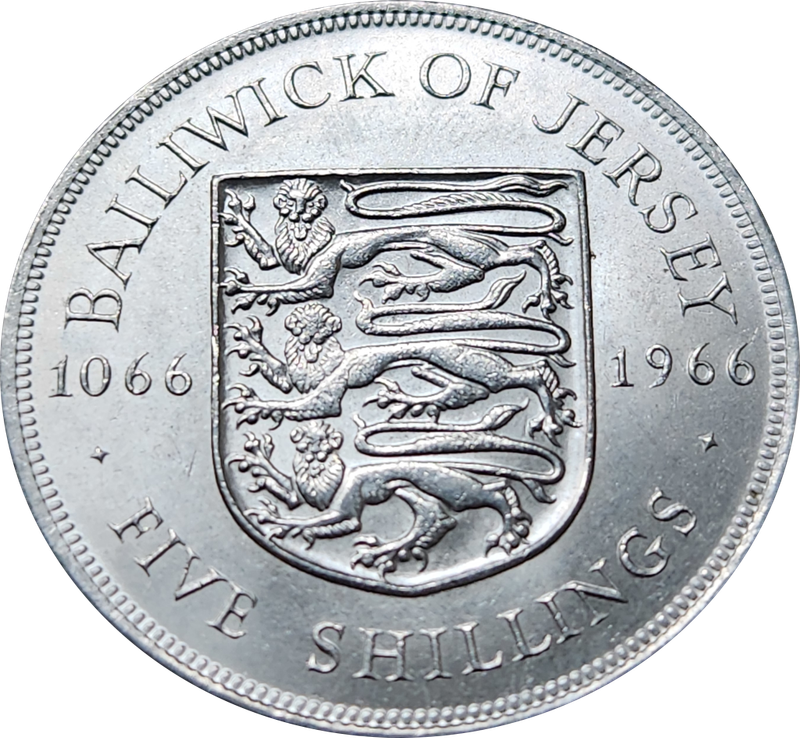 5 (FIVE) SHILLINGS - ISLE (Bailiwick) of JERSEY - 1966  in A/UNC  - Nice coin !