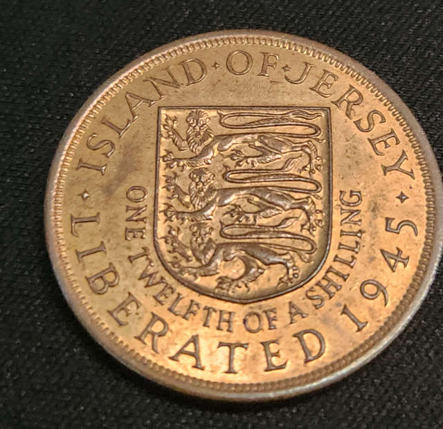 1/12  Shilling - George VI  - Liberated 1945  - ISLAND OF JERSEY - Red UNC