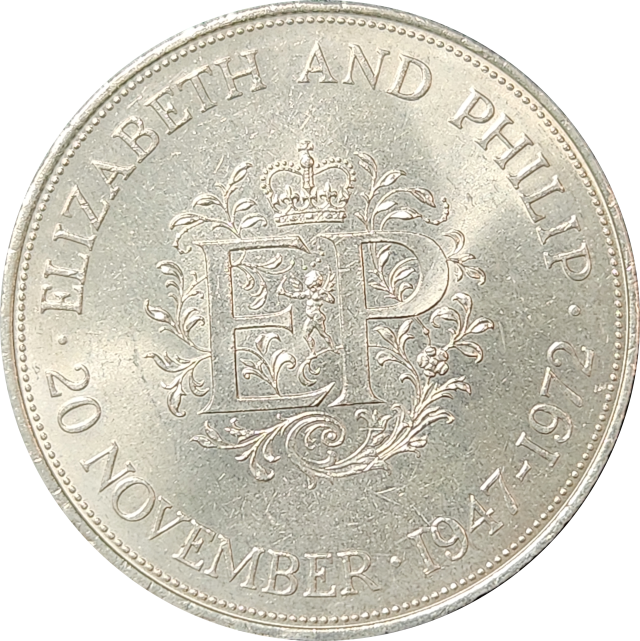 CROWN - 1972 - Queen Elizabeth and Prince Phillip SILVER Wedding Anniversary
