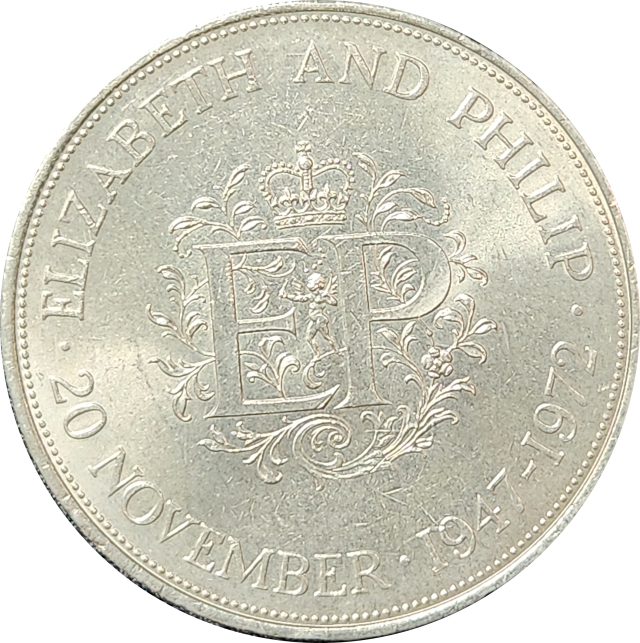 CROWN - 1972 - Queen Elizabeth and Prince Phillip SILVER Wedding Anniversary