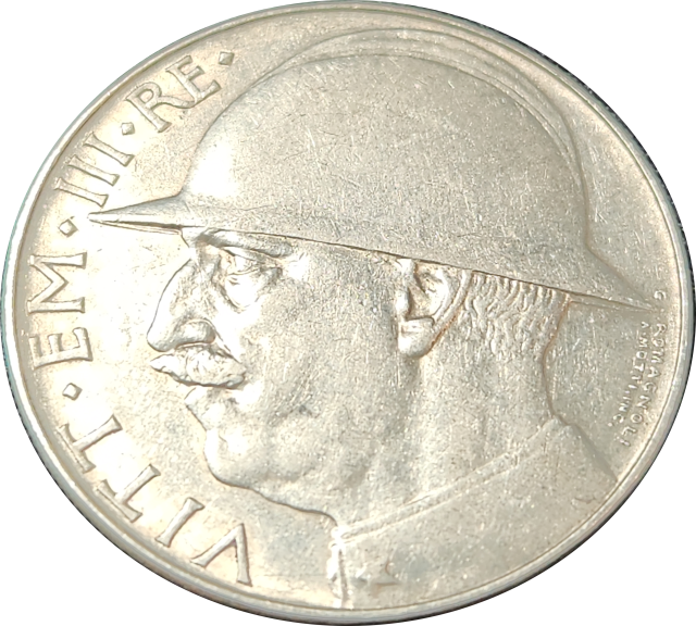 20 Lire - 1928 - Italy - Victor Emmanuel III (10 year Anniversary of End of World War 1) Silver .600