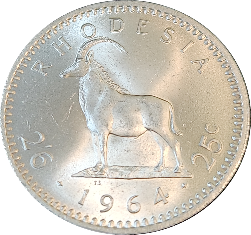 1964 - 2`6 (25c) - HALF CROWN - Rhodesia  A/UNC! - Brilliant coin !