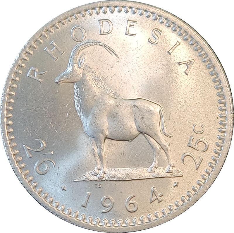 1964 - 2`6 (25c) - HALF CROWN - Rhodesia  A/UNC! - Brilliant coin !