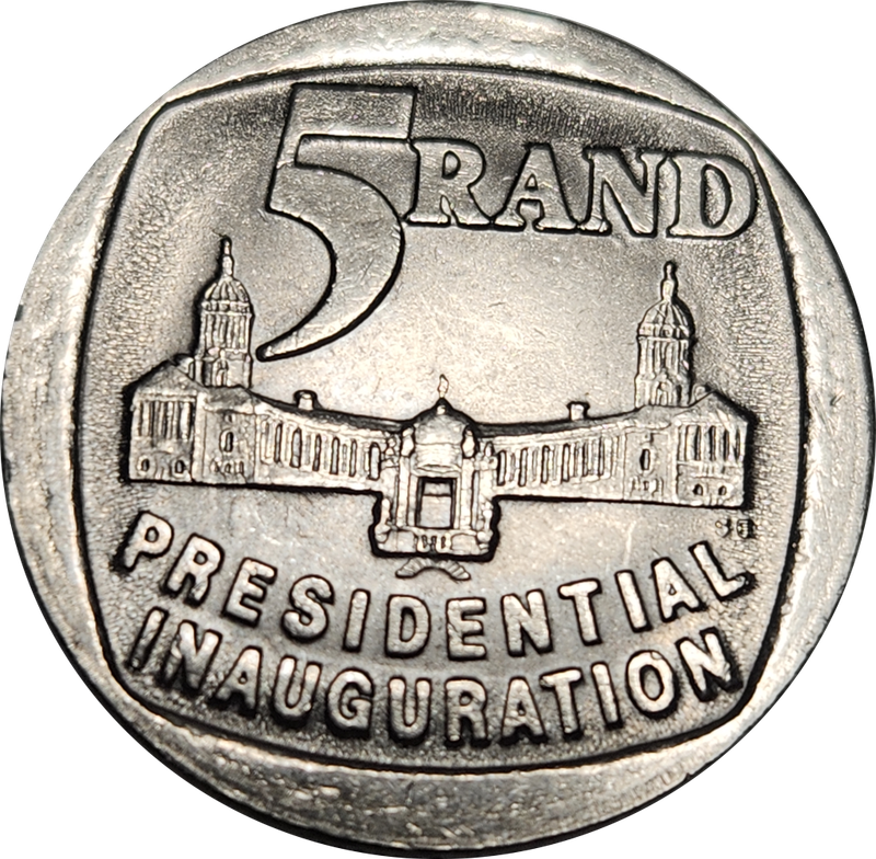 5 (FIVE) RAND - Presidential Inauguration - 1994   -  A/UNC - Very Good Coin !!