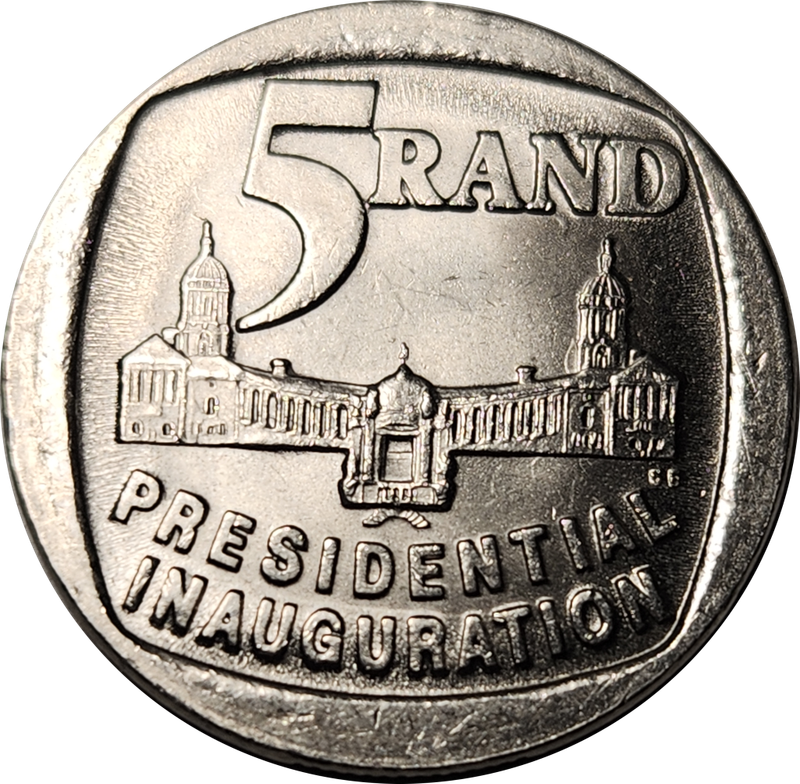 5 (FIVE) RAND - Presidential Inauguration - 1994   -  A/UNC - Very Good Coin !!