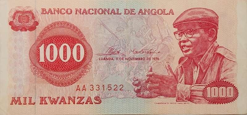 1000 (ONE Thousand) KWANZAS - 1976 - Angola - EF - AA331522 (Dr. António Agostinho Neto)