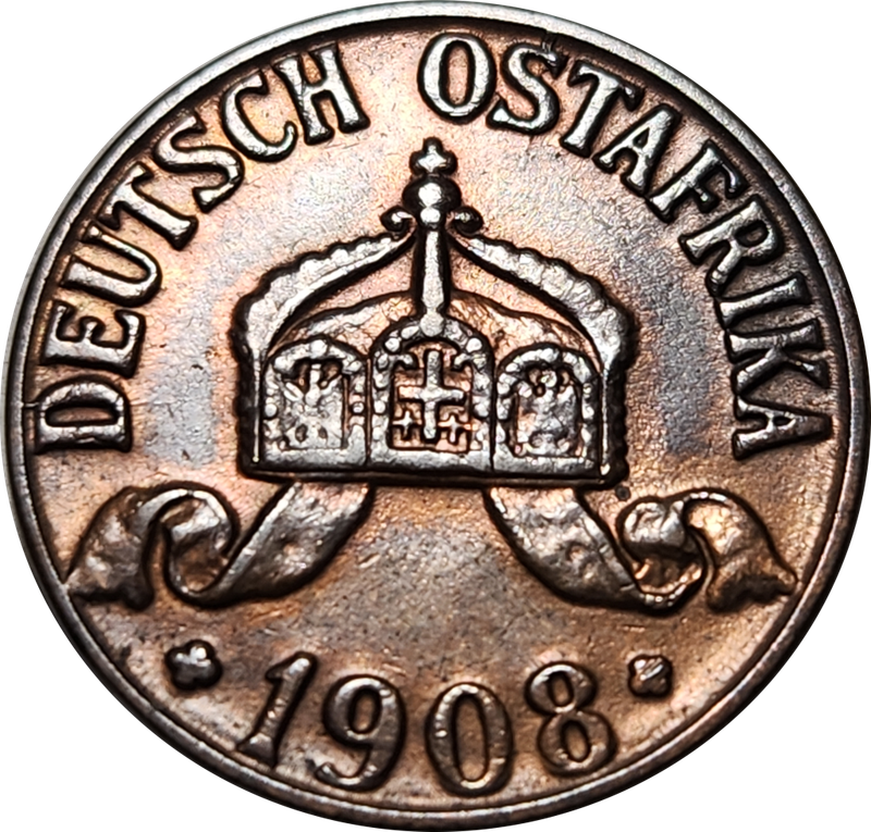 1 (ONE) HELLER -  1908 - Deutsch OstAfrika ( German East Africa) - EF+ - Beautiful toning !